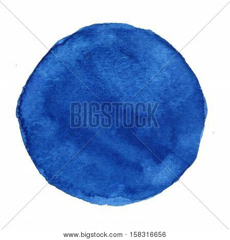 Watercolor blue hand painted circle. Beautiful watercolor design elements. Watercolor background. Abstract watercolor hand painted circle background.