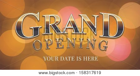 Grand opening vector banner, poster, illustration, flyer, invitation. Nonstandard graphic design element with retro, vintage style lettering for opening ceremony