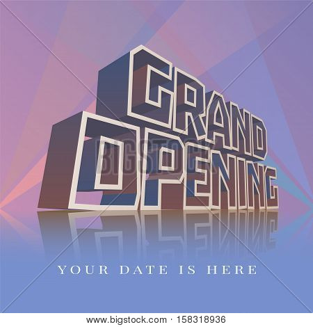 Grand opening vector banner, poster, illustration, flyer, invitation. Nonstandard design element with retro, vintage lettering for opening ceremony