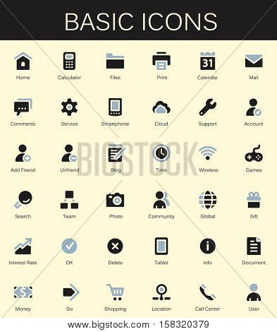 Basic web icons. Modern vector pictograms