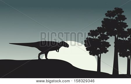 Silhouette of mapusaurus on the park illustration