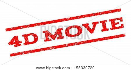 4D Movie watermark stamp. Text tag between parallel lines with grunge design style. Rubber seal stamp with unclean texture. Vector red color ink imprint on a white background.