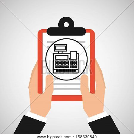 hand holding shop online cash register vector illustration eps 10