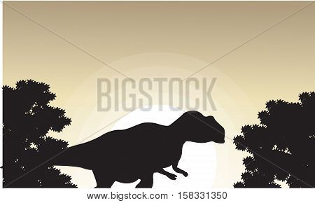 Mapusaurus beautiful landscape of silhouettes vector illustration