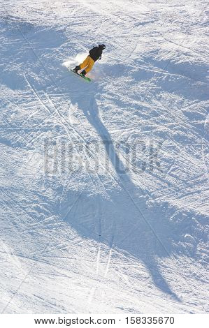 TERMINILLO ITALY - JANUARY 02 2015: Skiers on the of Ski resort Terminillo mountains Apennines central Italy. This is the most important ski resort of the Lazio.