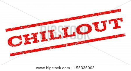 Chillout watermark stamp. Text tag between parallel lines with grunge design style. Rubber seal stamp with scratched texture. Vector red color ink imprint on a white background.