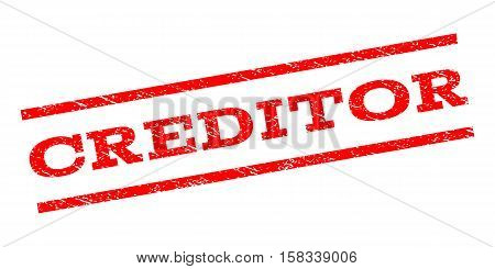 Creditor watermark stamp. Text tag between parallel lines with grunge design style. Rubber seal stamp with scratched texture. Vector red color ink imprint on a white background.