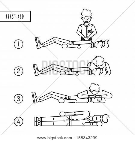 Description the phased provision of first aid. Person badly and the person who provides first aid to the victim. Scheme first aid when you stop breathing and cardiac arrest