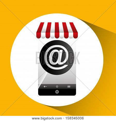 hand holding e-shopping mail design vector illustration eps 10