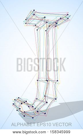 Abstract illustration of a Multicolor sketched uppercase letter J with Transparent Shadow. Hand drawn 3D J for your design. EPS 10 vector illustration.