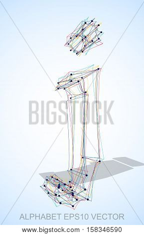 Abstract illustration of a Multicolor sketched lowercase letter J with Transparent Shadow. Hand drawn 3D J for your design. EPS 10 vector illustration.
