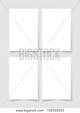 four pieces blank A4 sheet of white paper with the shadow for your design, vector illustration