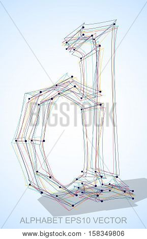 Abstract illustration of a Multicolor sketched lowercase letter D with Transparent Shadow. Hand drawn 3D D for your design. EPS 10 vector illustration.