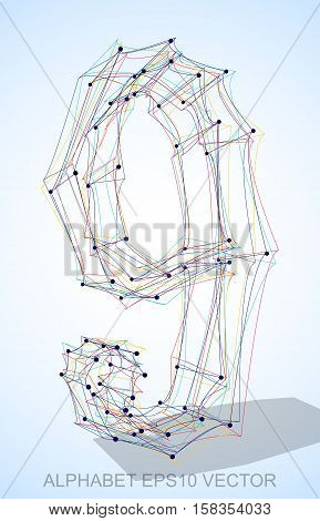 Abstract illustration of a Multicolor sketched number 9 with Transparent Shadow. Hand drawn 3D number 9 for your design. EPS 10 vector illustration.