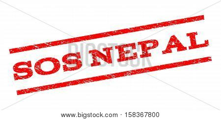 Sos Nepal watermark stamp. Text tag between parallel lines with grunge design style. Rubber seal stamp with dust texture. Vector red color ink imprint on a white background.