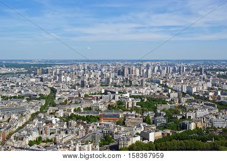 The City Skyline At Daytime. Paris, France. Taken From The Tour Montparnasse