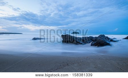 Samila beach at Songkhla province Thailand (Long Speed Shutter)