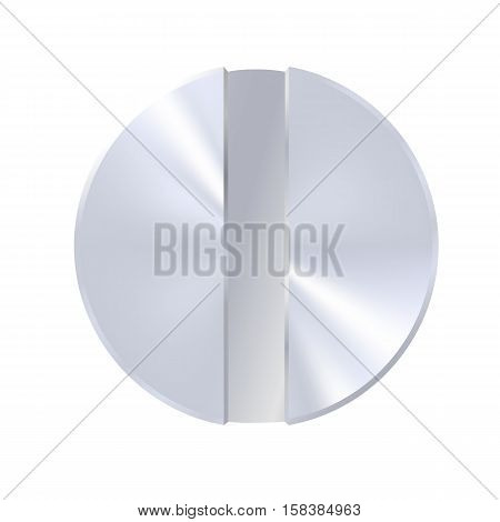 Vector illustration. Cap screws with a vertical slit flat glossy surface.