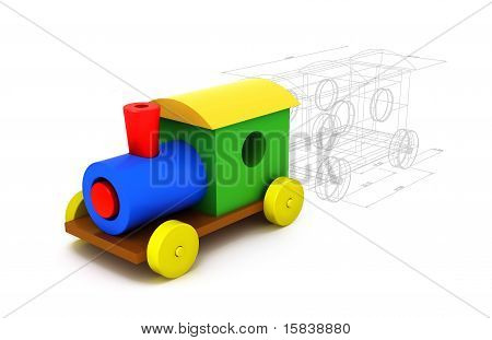 3D 다채로운 플라스틱 기차