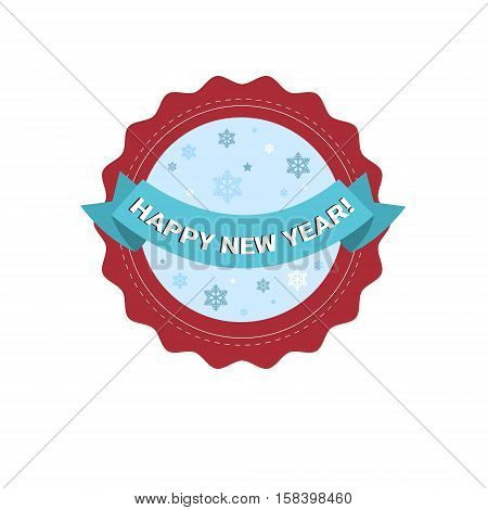 Happy New Year Merry Christmas Greeting Card Decoration Laber Web Icon Flat Vector Illustration