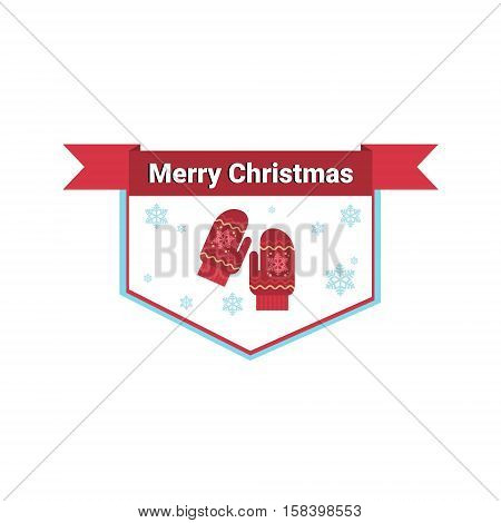 Happy New Year Merry Christmas Greeting Card Decoration Laber Web Icon Flat Vector Illustration