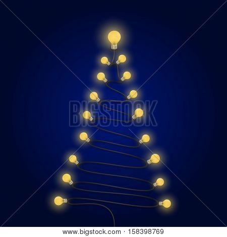 Colorful light bulbs and Christmas tree symbol .Merry christmas abstract background.Design for Christmas postcard Merry Christmas iconlogo or Merry Christmas background.Vector illustration