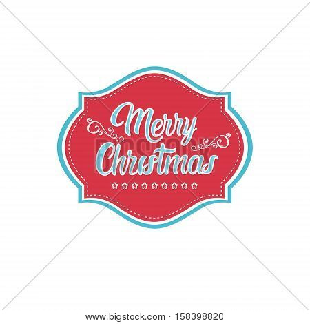 Happy New Year Merry Christmas Greeting Card Decoration Laber Web Icon Flat Vector Illustration