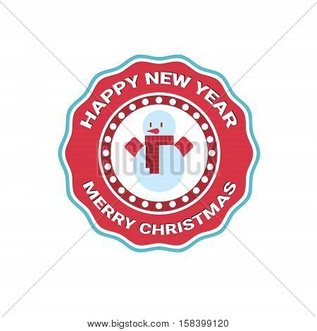Happy New Year Merry Christmas Greeting Card Decoration Laber Web Icon Flat Vector Illustration