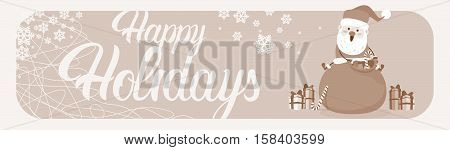 Santa Claus With Present Sack Merry Christmas Greeting Card Happy New Year Vector Illustration