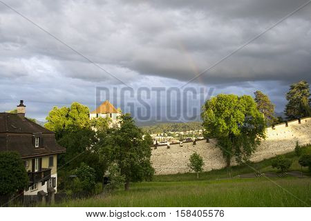 View of the Musegg Wall in Lucerne , Switzerland