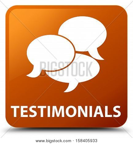 Testimonials (comments icon) on brown square button