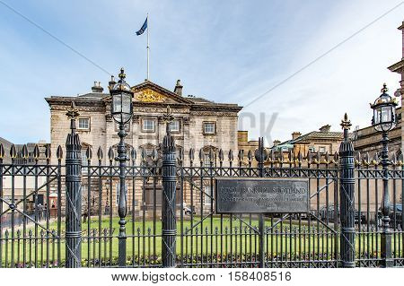 Edinburgh, Scotland, UK-circa July 2016:View of the city, several monuments and the Castle, Edinburgh, Scotland