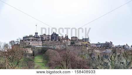 Edinburgh, Scotland, UK-circa July 2016:View of the city, several monuments and the Castle, Edinburgh, Scotland