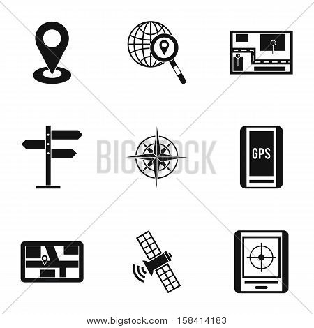 GPS map icons set. Simple illustration of 9 GPS map vector icons for web