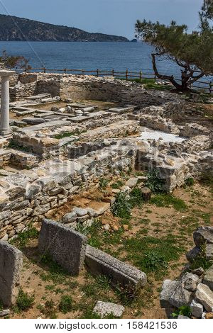 Panorama of Archaeological site of Aliki, Thassos island,  East Macedonia and Thrace, Greece