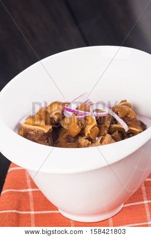tokwa't baboy (famous delicacy in the Philippines) or pig ears and tofu in sweet soy sauce and vinegar sauce
