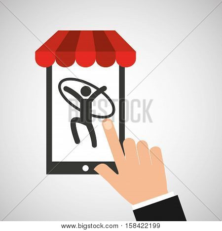 mobile phone silhouette sportman gymnastic ring vector illustration eps 10