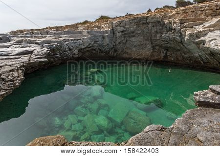 Amazing view of Giola Natural Pool in Thassos island, East Macedonia and Thrace, Greece