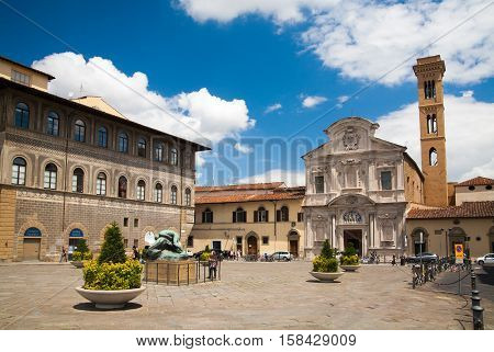 Sqare and Chiesa di San Salvatore di Ognissanti. Italy, Florence