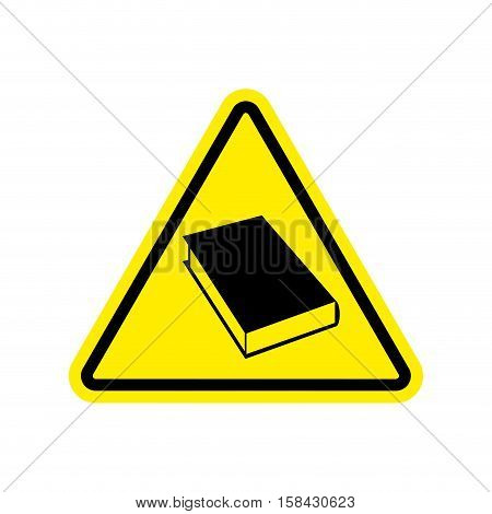 Book Warning Sign Yellow. Reading Hazard Attention Symbol. Danger Road Sign Triangle Psalterium