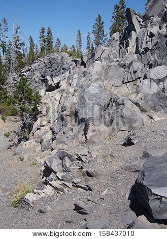 Rugged and rocky terrain up in the Cascade Mountains of Oregon.