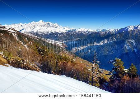 Spectacular Chalaadi Glacier, Located On Southern Slope Of The Causacus Mountains