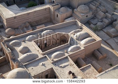 Aerial view of old town in Khiva, Uzbekistan, Central Asia