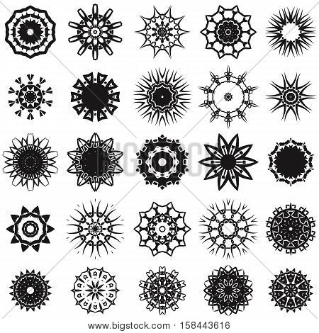 Set of Different Tribal Rosettes Tattoo Design Isolated on White Background. Polynesian Design
