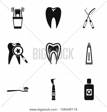 Dentistry icons set. Simple illustration of 9 dentistry vector icons for web