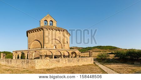 Santa María de Eunate is an ancient octagonal templar church on the Road to Santiago