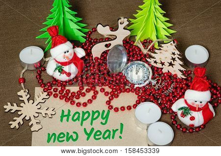 set of festive objects to decorate the rooms, the concept of home comfort, happy new year