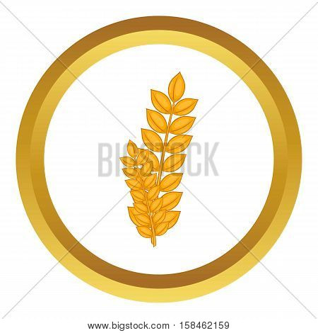 Wheat germ vector icon in golden circle, cartoon style isolated on white background