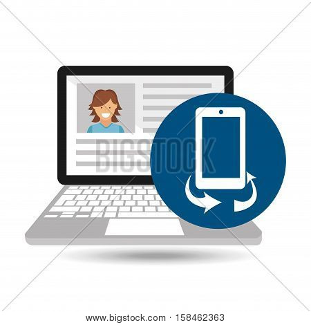 laptop social profile smartph icon vector illustration eps 10
