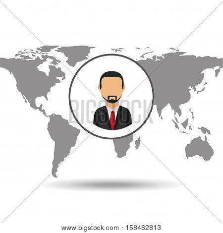 businessman social media world map vector illustration eps 10